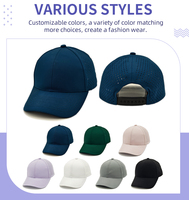 Sombrero de malla deportiva de golf de poliéster estructurado con logotipo personalizado del fabricante, gorra de béisbol en blanco perforada con agujero cortado con láser
