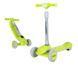 Trottinette à pédales pour enfants Istaride, moderne, légère, couleur vert café, guidon réglable, frein arrière entièrement fermé, trois roues en PU - Product Image 3