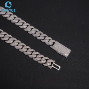 Premium Wholesale S925 Solid Silver 16MM Width Cuban Link <b>Chain</b> Micro Pave Moissanite <b>Iced</b> <b>Out</b> Men Women Hip Hop Jewelry - Product Image 2