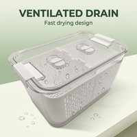 Duurzame stapelbare afwateringsbak met ventilatie, plastic koelkastorganizer voor fruit en groenten, groothandel
