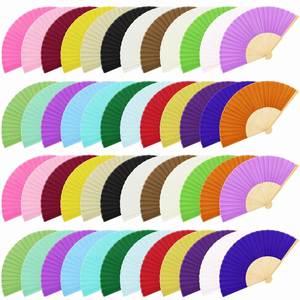 Abanico de Seda Personalizado Multicolor con Hueso de Bambú, Ecológico, Tallado, Plegable, para Regalo de Boda - Product Image 1