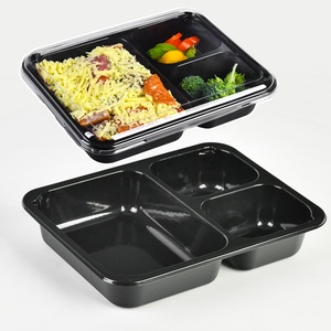 Vente en gros de contenants d'emballage alimentaire à emporter en CPET à 3 compartiments, compatibles micro-ondes, jetables, en plastique, avec couvercle - Product Image 5