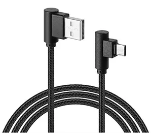 制造商生产用于数据传输的整形快速充电黑色双弯头90度USB C型电缆