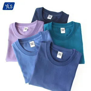 YLS เสื้อยืดบุรุษ265G 9.3 Oz,เสื้อยืดสีขาวไร้รอยต่อพิมพ์โลโก้แบรนด์ของคุณเองใส่สบายทำจากผ้าฝ้าย100%