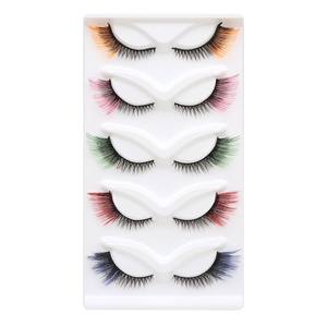 <span class=keywords><strong>5</strong></span> Pares de Pestañas Postizas de Visón Sintético Multicapa 3D Estereoscópicas Coloridas Ojo de Gato con Base de Plástico y Algodón, Estilo Europeo Americano - Product Image 5