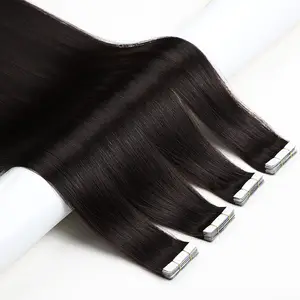Cinta de extensión de cabello virgen brasileño remy, doble estiramiento, liso, gris, 20 pulgadas, cinta invisible, fabricantes de cabello humano