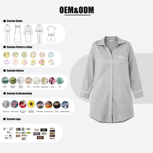 <span class=keywords><strong>Camicia</strong></span> <span class=keywords><strong>da</strong></span> <span class=keywords><strong>Notte</strong></span> Estiva Elegante per Donna in Modal/Cotone Hongbo, <span class=keywords><strong>con</strong></span> Logo Frontale e <span class=keywords><strong>Bottoni</strong></span> per Pigiama - Product Image 2