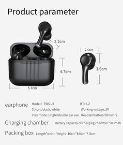J7 V5.2 Earbud TWS nirkabel <span class=keywords><strong>Bluetooth</strong></span>, Earphone panggilan olahraga Game tahan air Stereo HiFi dengan peredam bising ENC + ANC - Product Image 2
