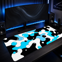 Tapis de souris et clavier de jeu rectangulaires Tigerwings XXL abstraits noir et blanc, imperméables, à transfert thermique, en caoutchouc, antidérapants, en stock