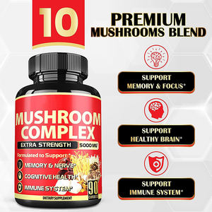 Private Label 10 in 1 capsule di funghi complessi Lions Mane Cordyceps Chaga Mushroom capsule supplemento per chiarezza mentale - Product Image 4