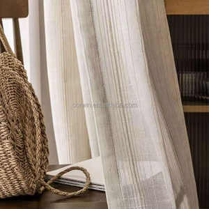 Rideau en polyester et <span class=keywords><strong>lin</strong></span> de style <span class=keywords><strong>japonais</strong></span> Wabi-Sabi, à rayures jacquard, pour la décoration du salon et de la chambre à coucher, draperies transparentes - Product Image 3