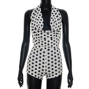Viviblook D26RP106 New Women Summer Romper Sexy Polka Dot Print Halter Swinging Collar Backless One Piece Romper - Product Image 5