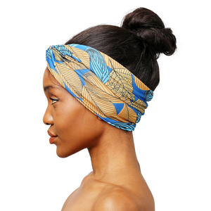 Venta al por mayor de accesorios para el cabello con logotipo personalizado, torcido turbante con patrón africano, diadema Boho Lady Bandeau, banda ancha para el cabello para mujer - Product Image 3