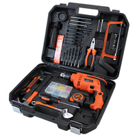 Ensemble d'outils à main multifonctionnels colorés KHC 38 pièces en acier au carbone noir et acier inoxydable 201, avec mallette de transport rigide