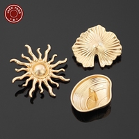 Pabrik Kancing Logam, Kancing Bentuk Cangkang Tidak Beraturan Custom, Logo Terukir, Kancing Bentuk Kerang, Matahari, Bintang Laut untuk Aksesoris Pakaian