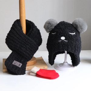 Chapeau écharpe gants trois pièces pour bébé Chapeaux et écharpes pour enfants en automne et en hiver Chapeaux chauds tricotés pour garçons et filles - Product Image 6