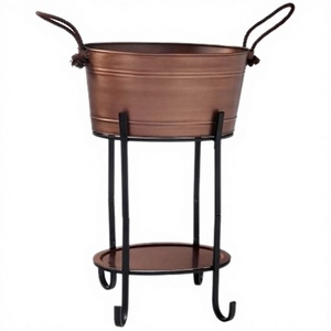 Seau à glace double avec support, finition bronze antique, refroidisseur à vin moderne, écologique, en métal, pour les fêtes - Product Image 1
