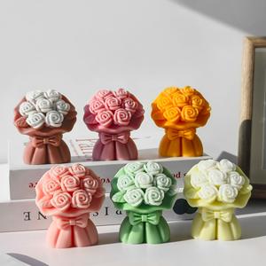 <span class=keywords><strong>Kit</strong></span> de fabrication artisanale de bougies 3D en plâtre aromathérapeutique, savon et résine, moule en silicone pour bouquet de roses superposé, moule en silicone pour bouquet de roses - Product Image 2