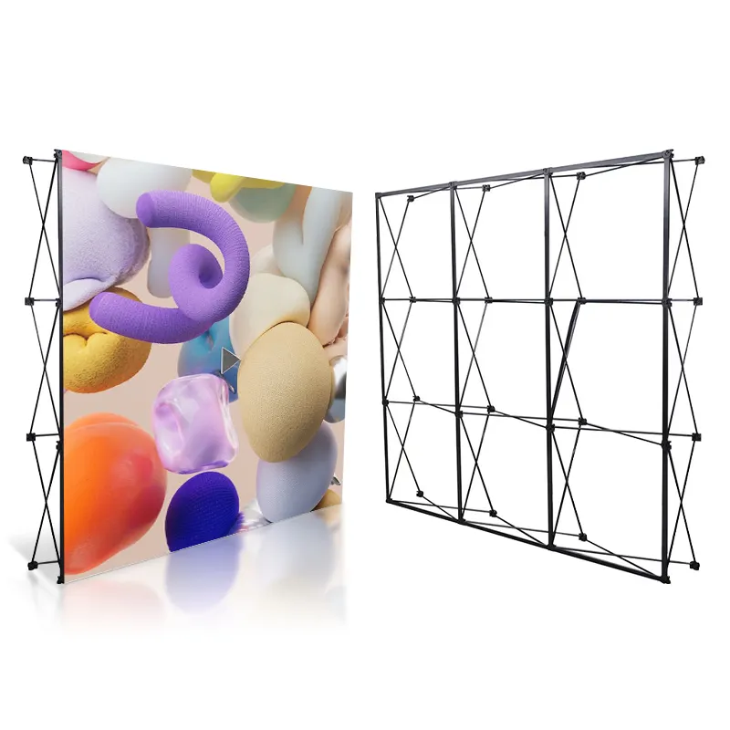 Exhibition Fabric Backdrop Pop Up Booth Banner Stand Display With Custom Logo