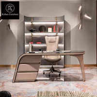 Table de bureau de designers italiens de haute qualité tapissée de cuir avec tiroir bureau de luxe pour immeuble de bureaux