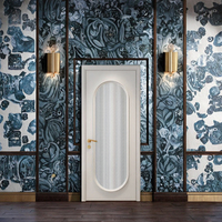 Porte composite en bois massif de style français moderne pour l'intérieur de la maison, peinte en blanc avec insert en verre pour villas
