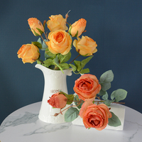 Vente en gros de roses artificielles à 3 têtes, à tige unique, faites à la main, pour bouquet de mariée, décoration de fête à domicile, fleurs artificielles