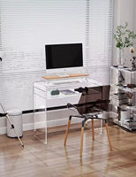 Bureau d'ordinateur en acrylique transparent - Bureau d'écriture moderne avec étagère de rangement pour le bureau à domicile