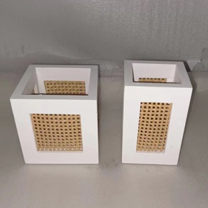 Wood Jewelry Box 23 Inches <b>Storage</b> Organizer <b>With</b> Rattan Lattice Design For Bedroom <b>Dressing</b> <b>Table</b> European American Style - Product Image 2