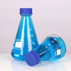 Konische Blaue Kappe Versiegelte Borosilikatglas-Laborreagenzflasche Transparente Erlenmeyerkolben-Flasche Graduiert 250mL - Product Image 4