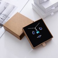 Boîte à bijoux en carton kraft brun carré de haute qualité, faite à la main, avec logo personnalisé, pour bracelet, bague, boucles d'oreilles