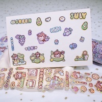 Rouleaux d'autocollants holographiques personnalisés Kawaii à paillettes pour scrapbooking – Rouleaux d'autocollants décoratifs en vinyle mignons prédécoupés