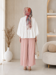 SIPO 2023 modesto y cómodo conjunto de 2 piezas para mujer nuevo EID Color sólido traje de cuello redondo Formal plisado de punto colección 2023 - Product Image 4