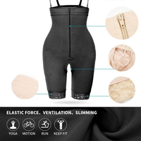 Shorty gainant taille haute pour femme avec fermeture éclair frontale, compression abdominale post-partum, rehaussement des hanches, modelant et sculptant le corps