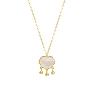 Haifeng Meilong Mother Of Pearl Geometric Pendant Necklace White Gold Color Women's Everyday Wear Clavicle Chain Jewelry - Product Image 5