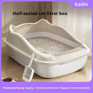 Lettiera per gatti in plastica Semi-chiusa di tipo aperto eco-friendly Anti-schizzi per gatti wc per animali domestici forniture all'ingrosso - Product Image 2