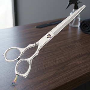Tijeras de corte de pelo de peluquero profesional (borde convexo/biselado) Tijeras de peluquería con logotipo personalizado con reposapiés ajustable - Product Image 3