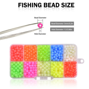 Perles de pêche lumineuses en plastique, 1000 pièces, assortiment de perles d'oeufs rondes lumineuses, outils de pêche pour les leaders de plates-formes - Product Image 2