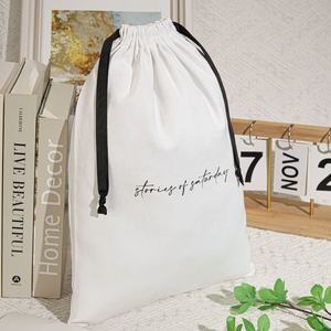 Bolsa Ecológica de Algodón Twill Blanco para Zapatos y Sombreros, con Logotipo Personalizado, Bolsa de Compras con Cordón de Algodón Twill - Product Image 5