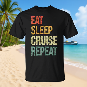 Camiseta Eat Sleep Cruise Repeat para vacaciones en la playa en familia o en pareja - Product Image 3