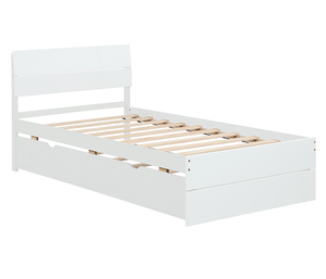Base de Cama Plataforma Doble de Diseño Moderno con Cama Nido, Color Blanco Lavado, Tipo Murphy - Product Image 6