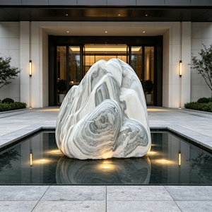 Pierre naturelle paysagère, roche décorative de jardin en granit vert veiné, durable, pour aménagement vertical extérieur - Product Image 3