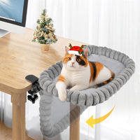 Lit de bureau pliable pour chat, nid, hamac pour petits et grands chats, endroit de repos intérieur, table de jeu de bureau, pince, gain de place, lits de bureau pour animaux de compagnie