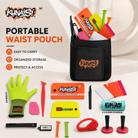 Kit d'outils professionnels KUNAISI 19 pièces pour l'installation de film vinyle et de teinte sur vitres de voiture, avec raclette, cutter, gants et sac à outils, modèle CN
