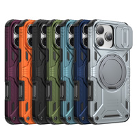 Coque de téléphone 2-en-1 antichoc avec cache-caméra coulissant, anneau rotatif à 360 degrés et béquille magnétique pour iPhone 18 Pro Max