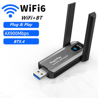 Adaptateur Wi-Fi 6 sans pilote 900 Mbps BT 5.4 Plug & Play pour le jeu, double bande, USB, externe, sans fil, pour ordinateur de bureau
