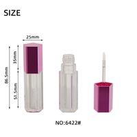 Jinze Pentagon Violet Brillant à Lèvres Tubes transparents Vide Lips Gloss 7ml Brush Wand