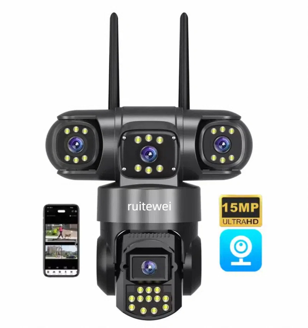 12MP Security Camera 3 Lens PTZ 4G V380 Pro 3 Screen AI Auto Tracking-Smart Wireless Indoor Security Night Vision WIFI CMOS