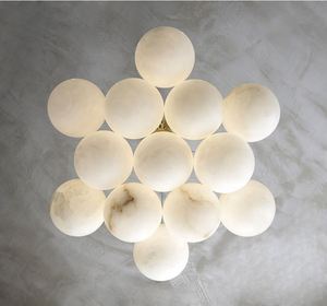 <span class=keywords><strong>Lampadario</strong></span> in Rame e Marmo Alabastro <span class=keywords><strong>con</strong></span> Paralume a Sfera per Camera d'Albergo e Ristorante, Adatto per Soggiorno - Product Image 4