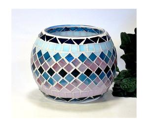 Candelabro de luz de té de vidrio mosaico, soporte de vela - Product Image 5