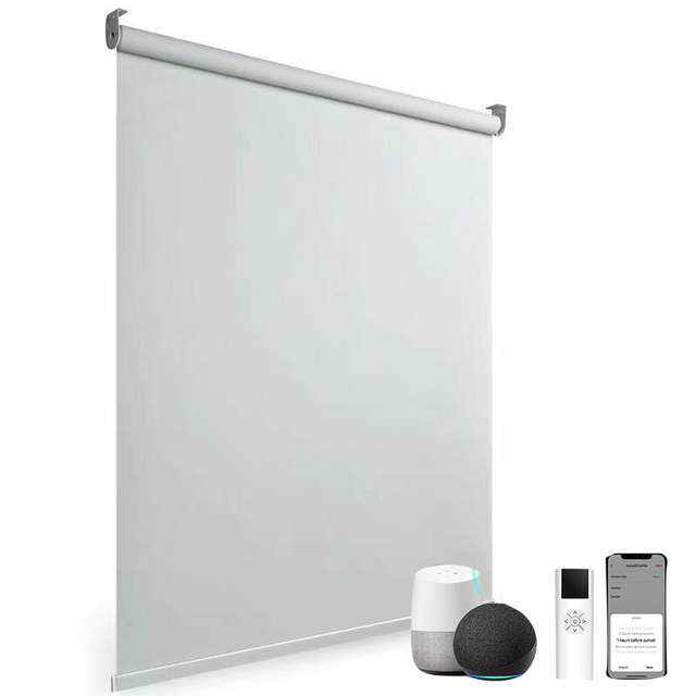 ZigBee Matter Electric Smart Motorized Roller Blinds Waterproof Privacy Protection 100% Polyester Blackout Fabric Remote Control